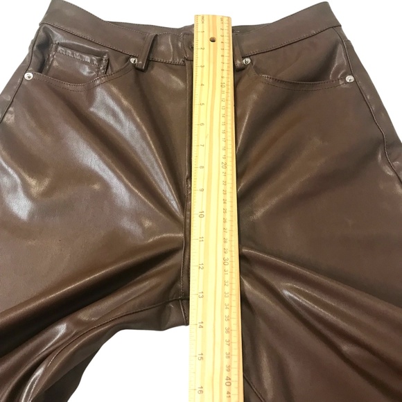 Vintage Brown Faux Leather Pants Women’s High Waist Straight Leg RetroY2K Size 4 - Picture 9 of 12